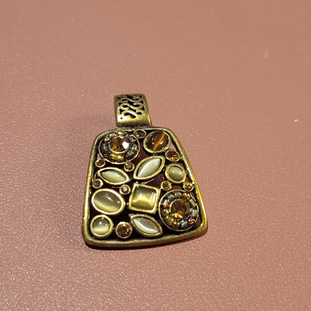 Lia sophia gold, jade and amethyst stone pendant